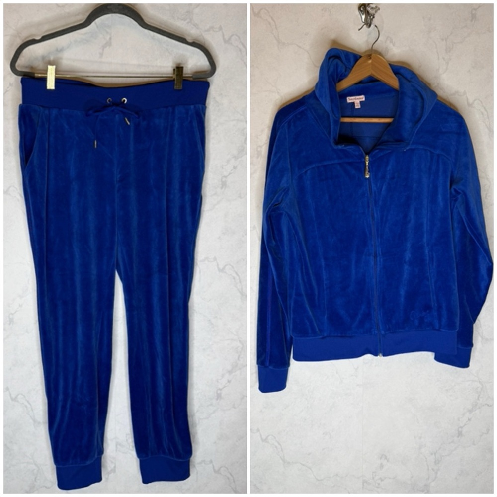 Juicy couture blue velour tracksuit 2 piece matching set
